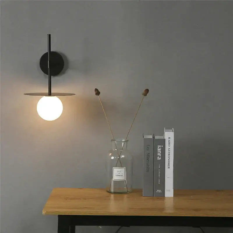 Black Iron Glass Wall Light
