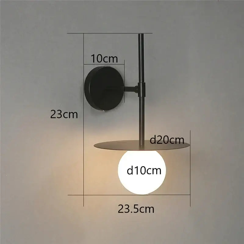 Black Iron Glass Wall Light