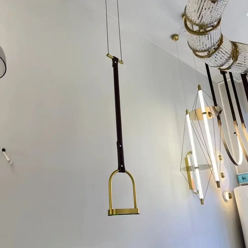 Black Leather Pendant Light