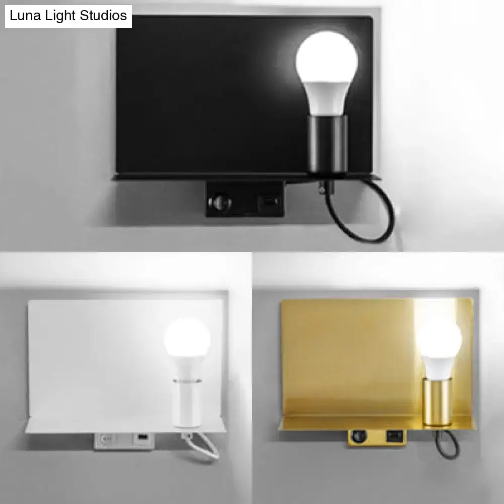 Black Metal Single-Bulb Study Wall Light