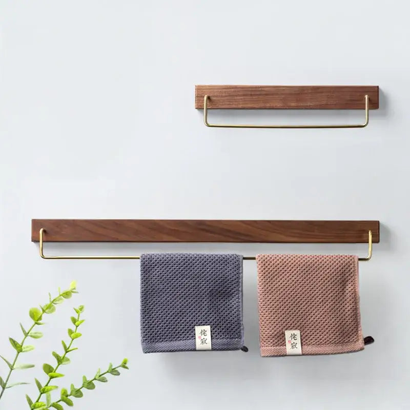 Walnut Brass Towel Rack