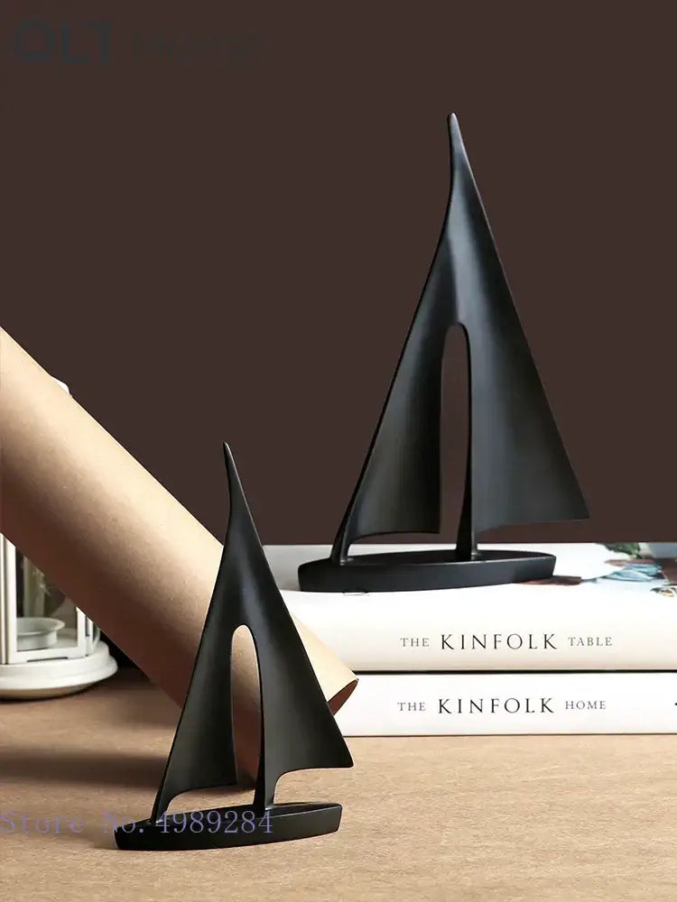 Black White Resin Sailboat