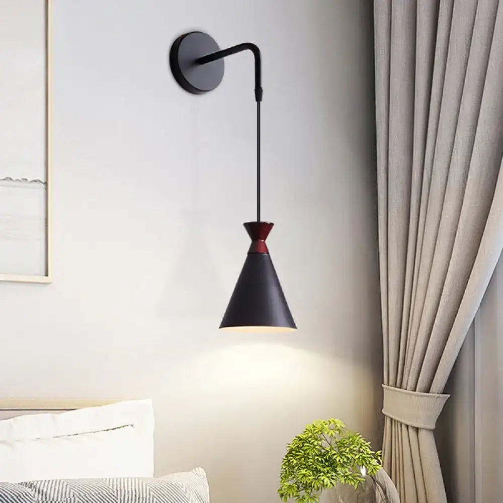 Black Conical Iron Minimalist Sconce