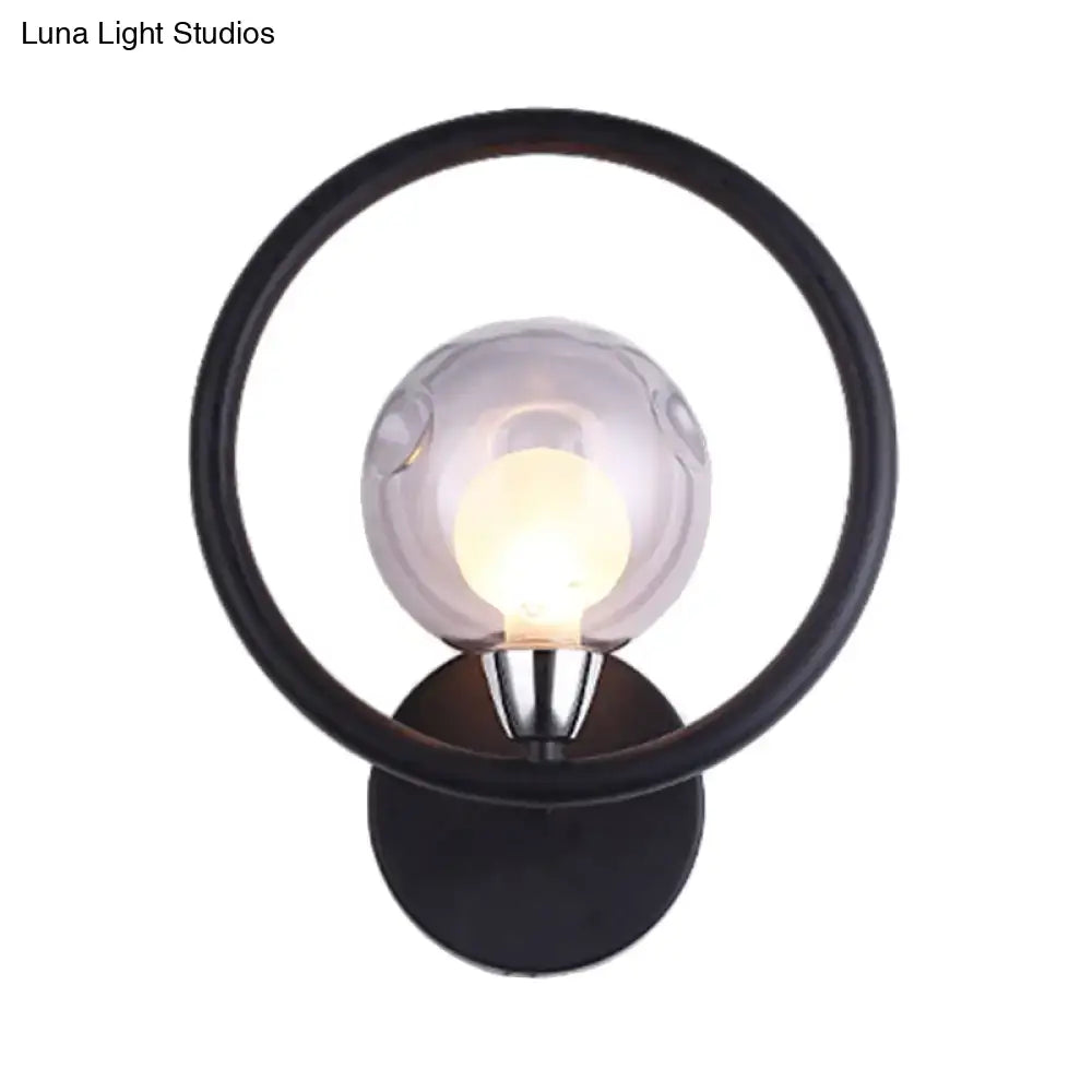 Black Glass Ball Wall Sconce