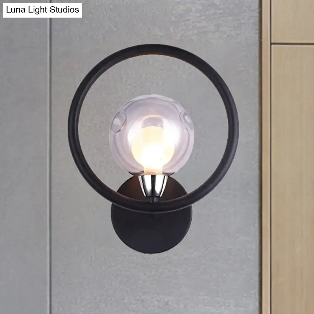 Black Glass Ball Wall Sconce