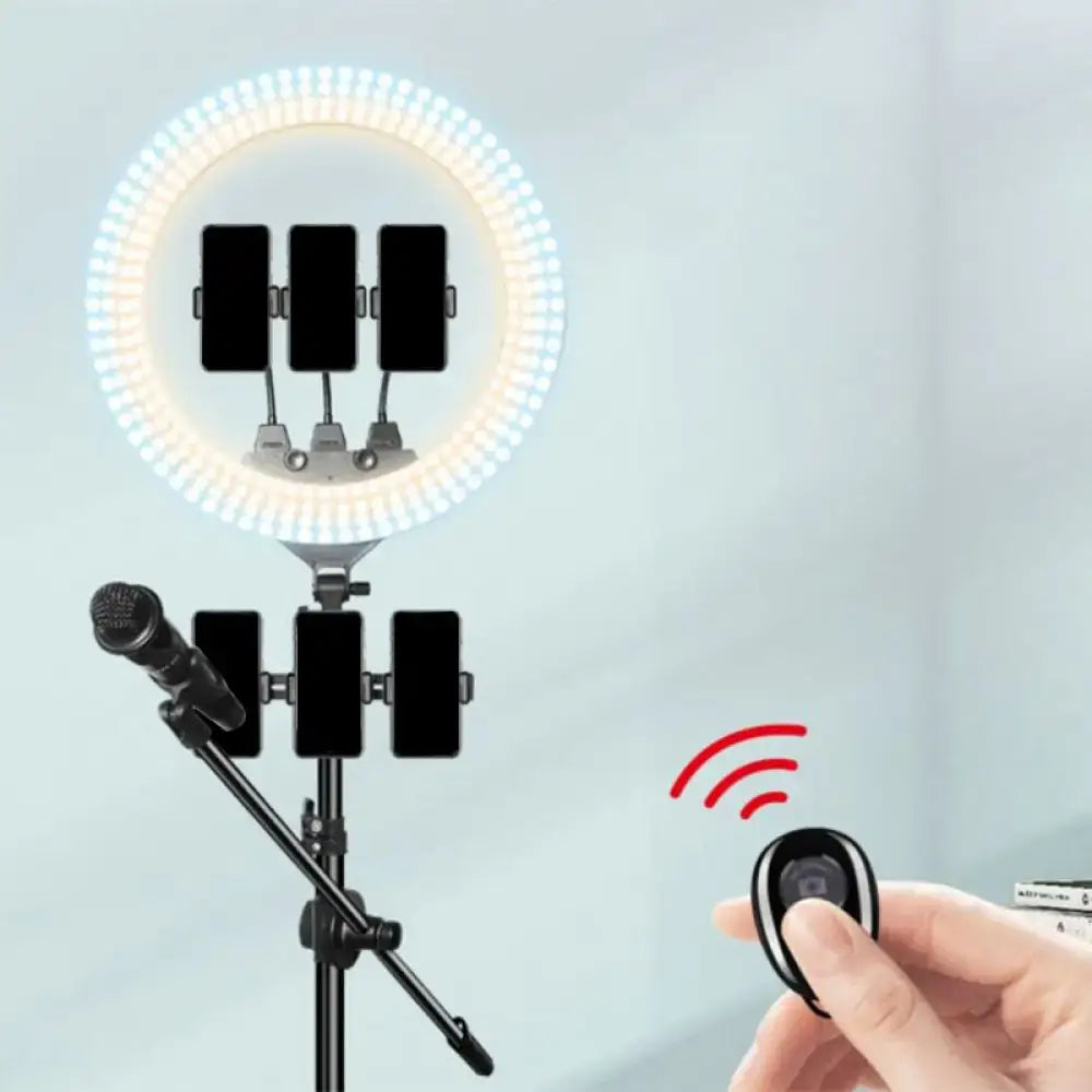 Black LED Phone Holder Ring Light