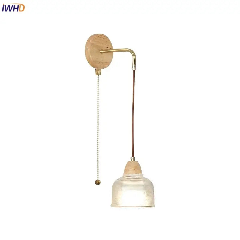 Brass Glass Pull-Chain Wall Light