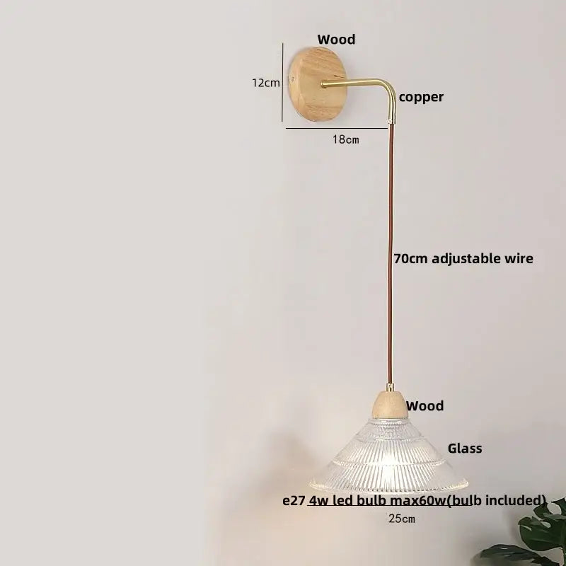 Brass Glass Pull-Chain Wall Light