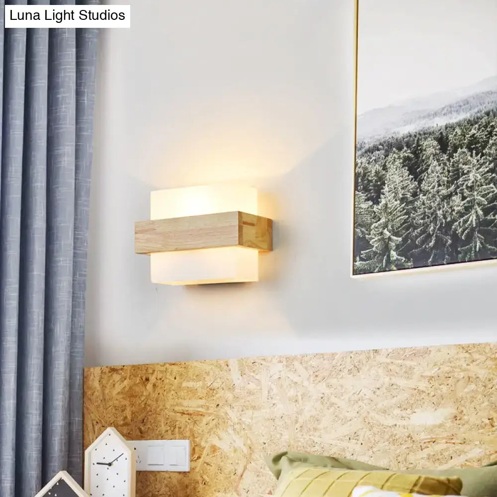 Wood Geometric Wall Sconce