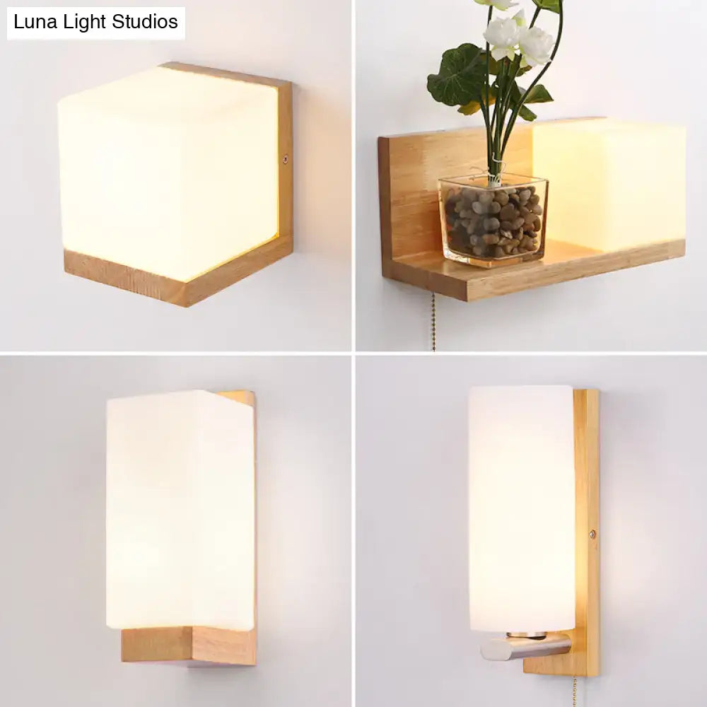 Wood Geometric Wall Sconce