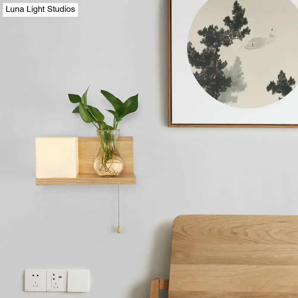 Wood Geometric Wall Sconce