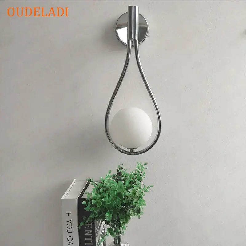 Brass Glass Ball Wall Sconce with LED Bulbs