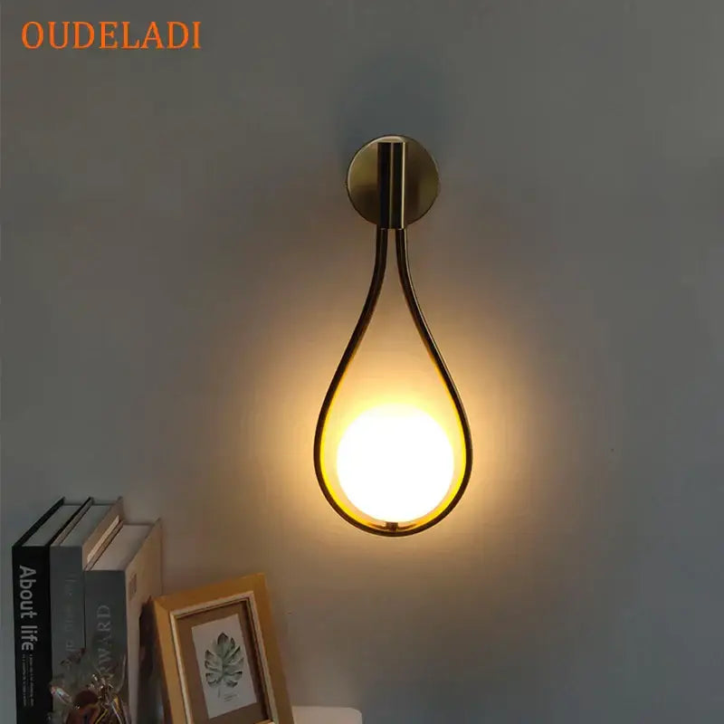 Brass Glass Ball Wall Sconce with LED Bulbs