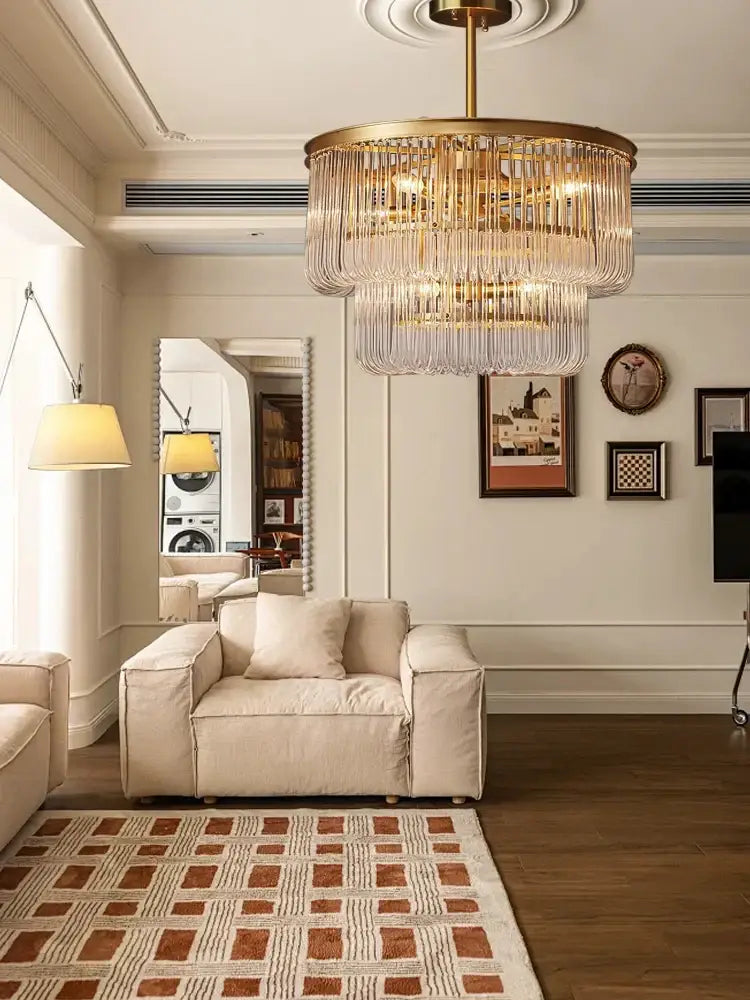 Brass Glass Bar Chandelier