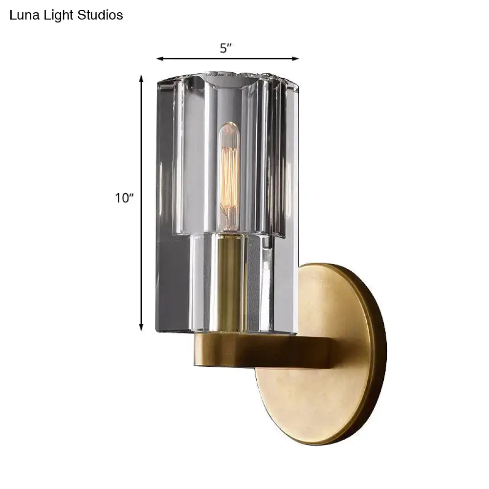 Brass Ribbed Glass Sconce