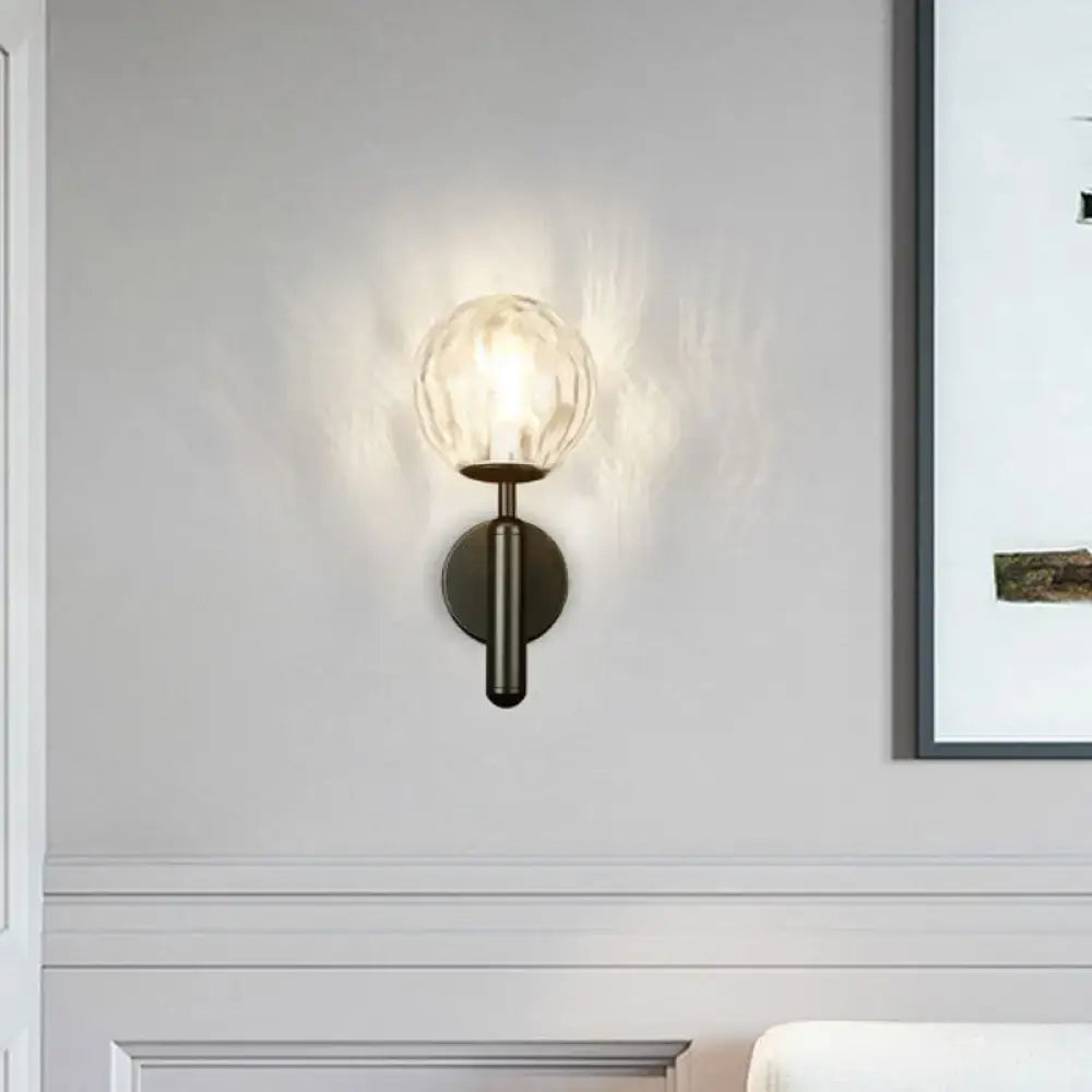 Black Gold Textured Glass Globe Sconce