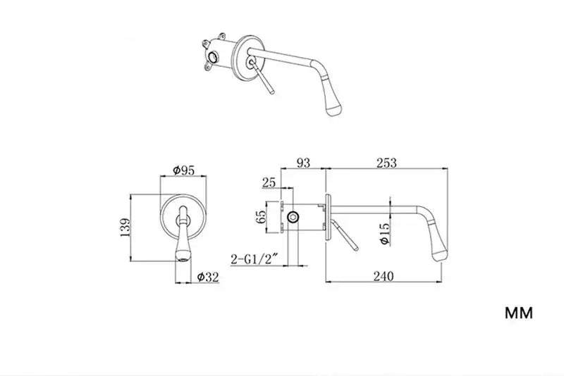 Brushed Gold Wall-Mounted Basin Faucet
