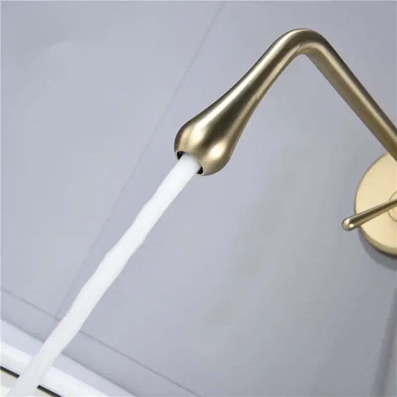 Brushed Gold Wall-Mounted Basin Faucet