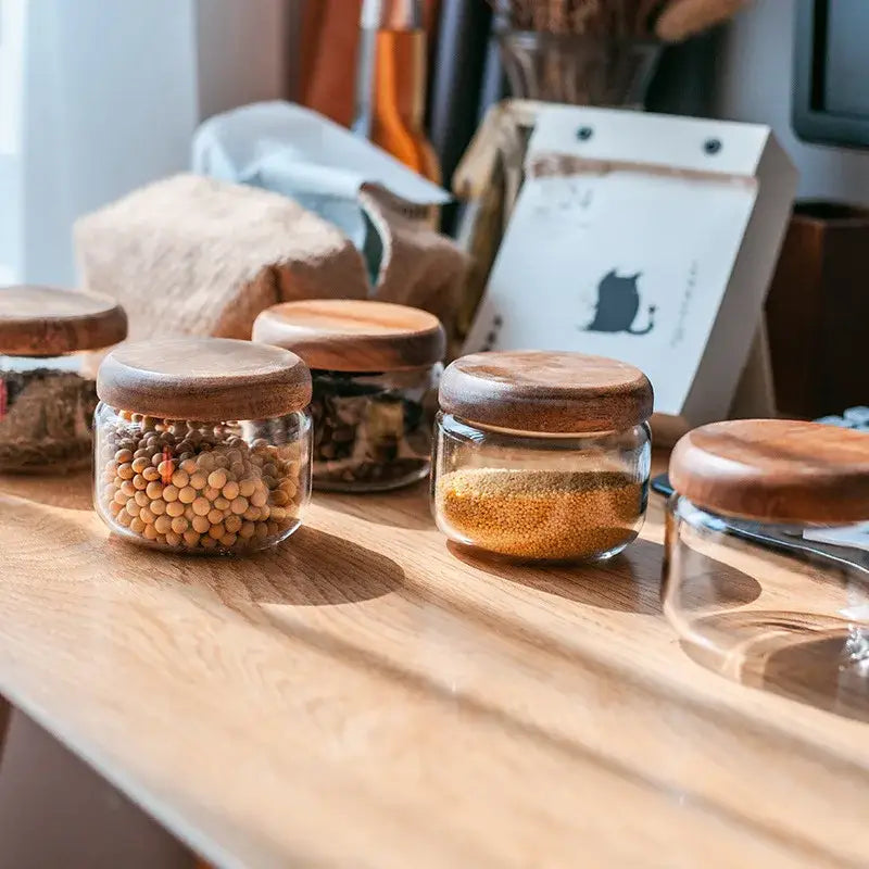 Glass Acacia Storage Jar