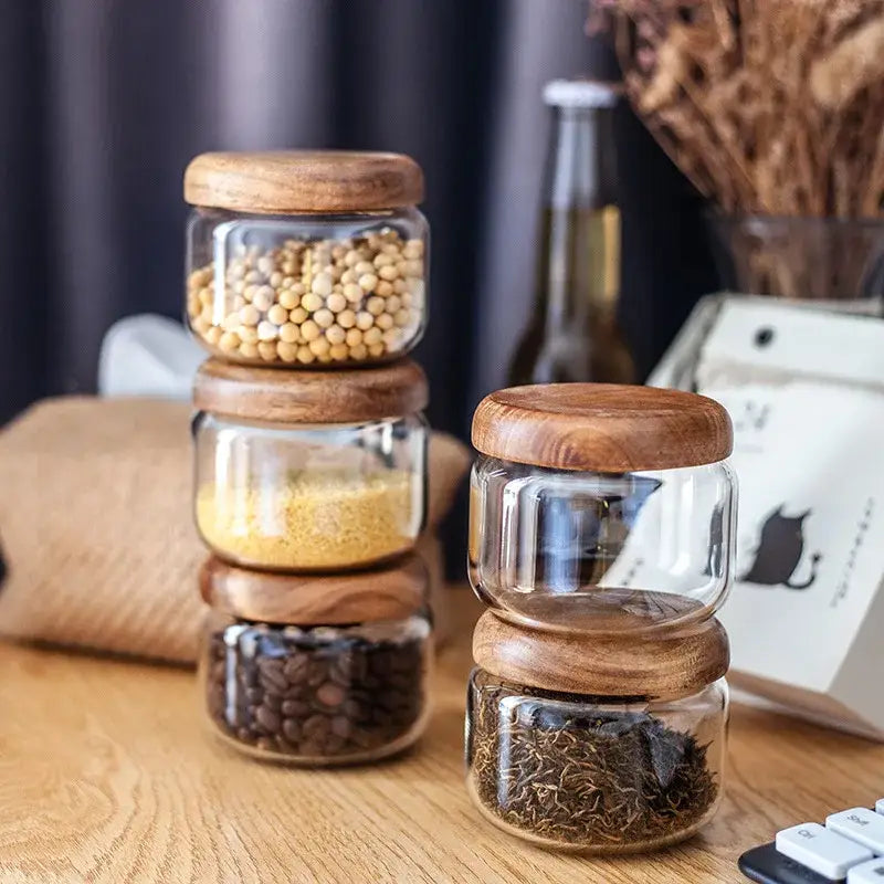 Glass Acacia Storage Jar