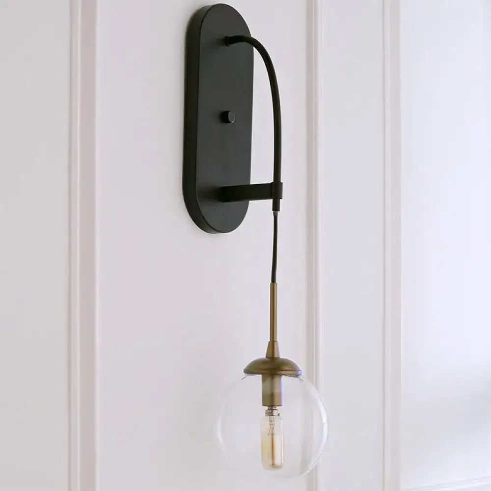 Black Glass Wall Sconce Industrial Aesthetic