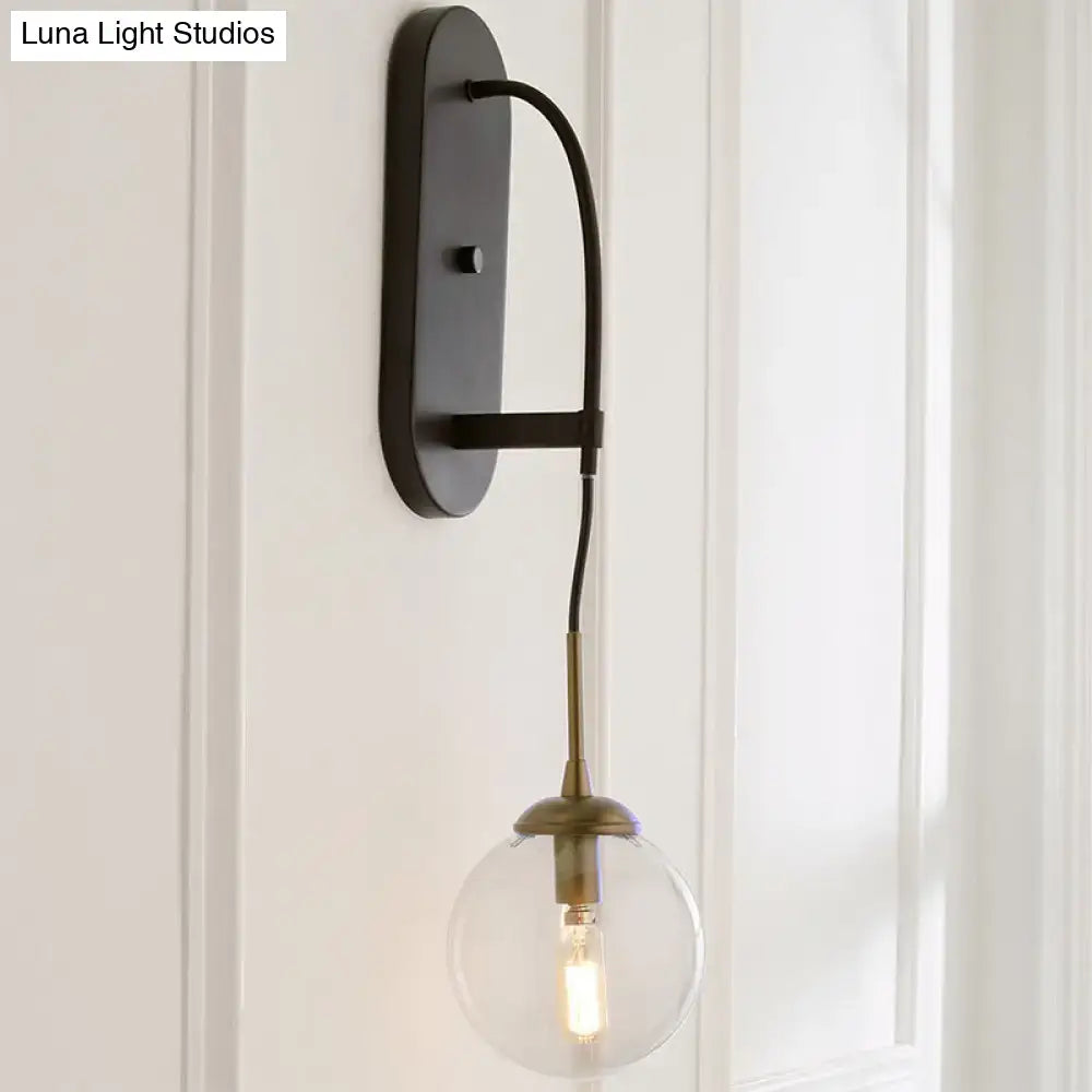 Black Glass Wall Sconce Industrial Aesthetic
