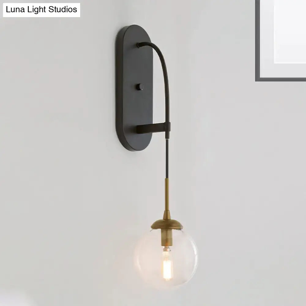 Black Glass Wall Sconce Industrial Aesthetic
