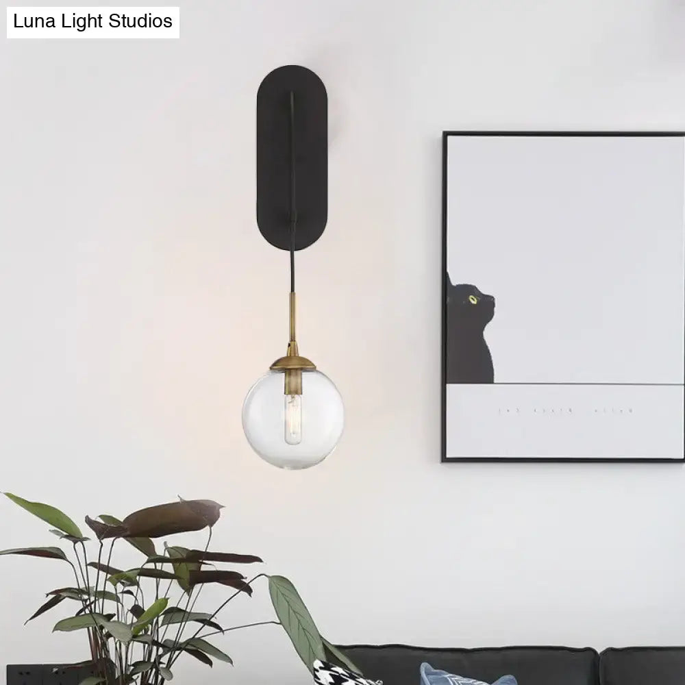 Black Glass Wall Sconce Industrial Aesthetic
