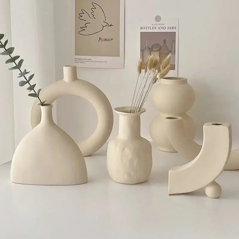 Cream Ceramic Art Vase