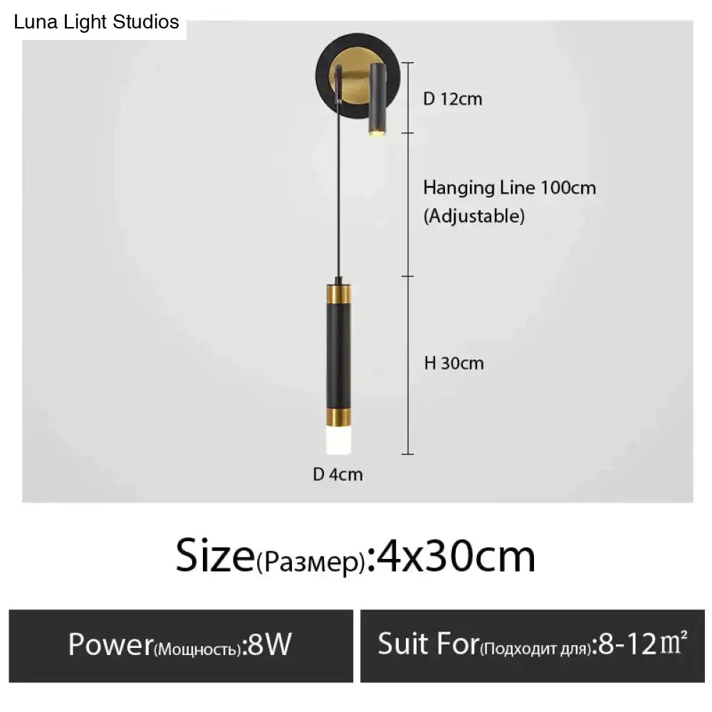 Black Gold Bedside Wall Lamp
