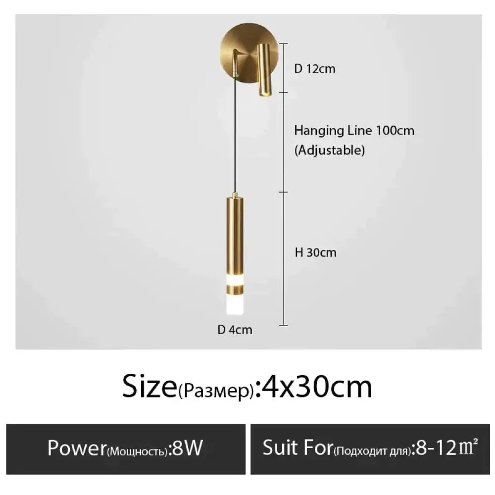 Black Gold Bedside Wall Lamp