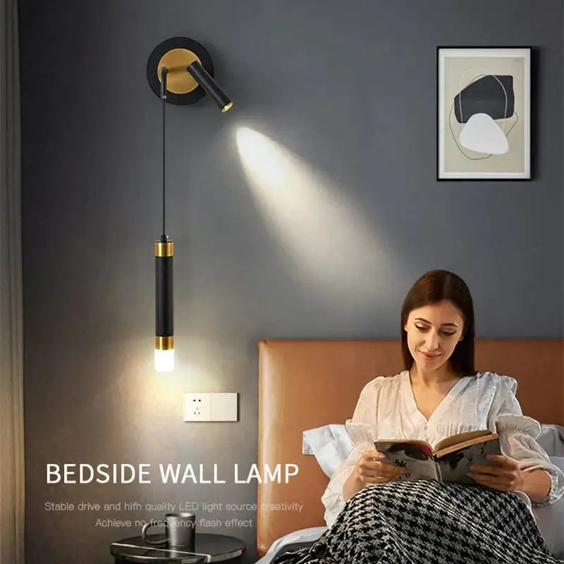 Black Gold Bedside Wall Lamp