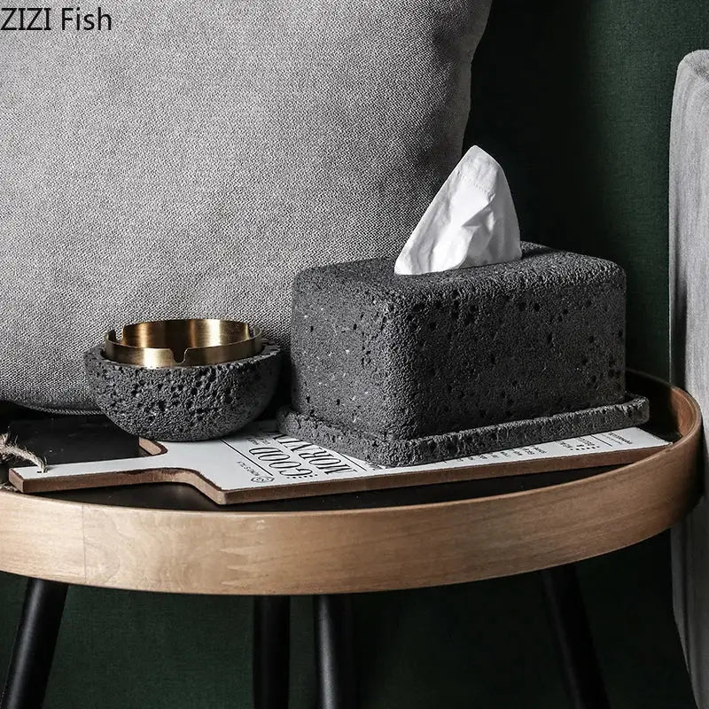 Grey Concrete Tissue Box