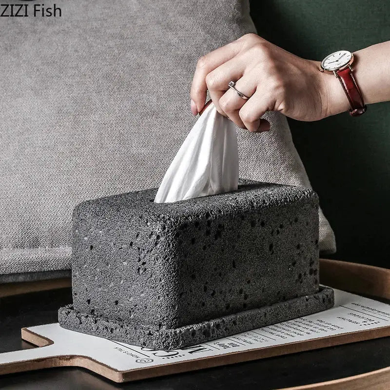 Grey Concrete Tissue Box