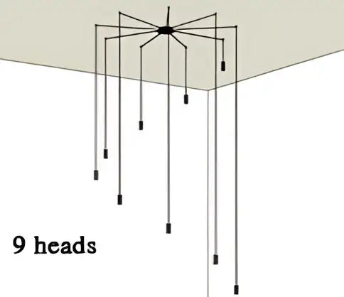 Black Industrial Wall Light 9-Head Aluminum