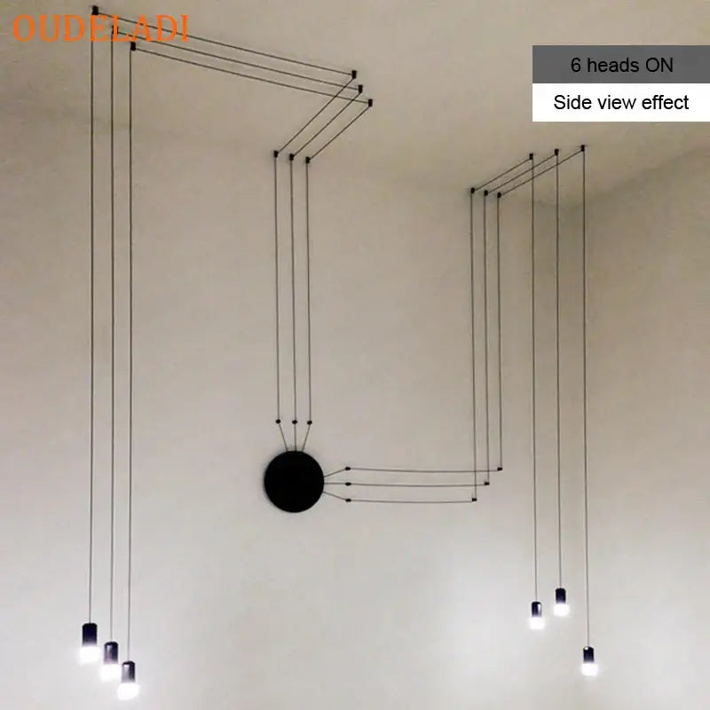 Black Industrial Wall Light 9-Head Aluminum