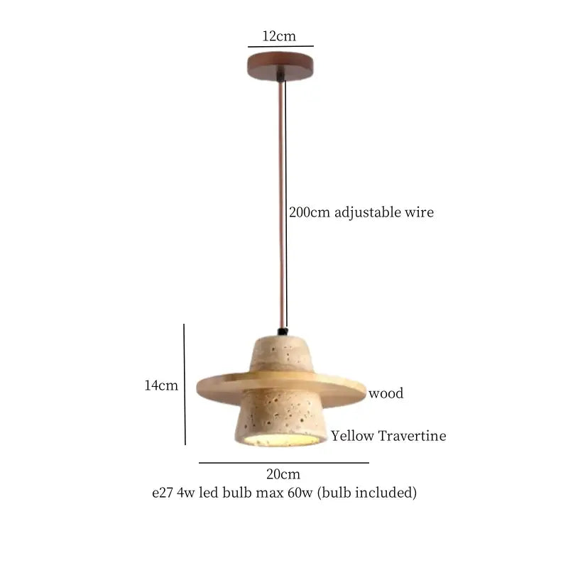 Yellow Travertine Pendant Light Vintage Style