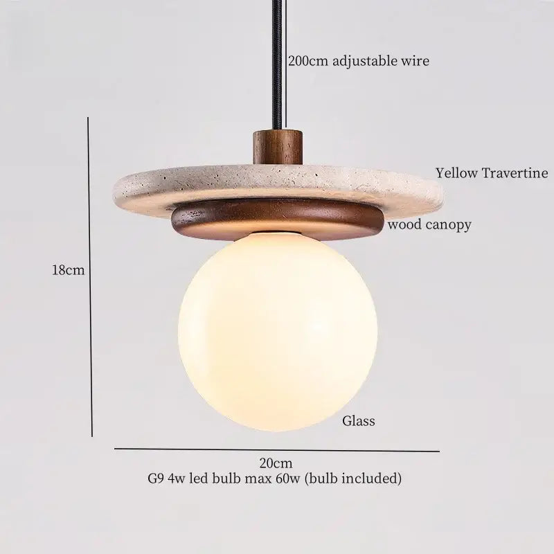 Yellow Travertine Pendant Light Vintage Style