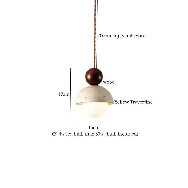 Yellow Travertine Pendant Light Vintage Style