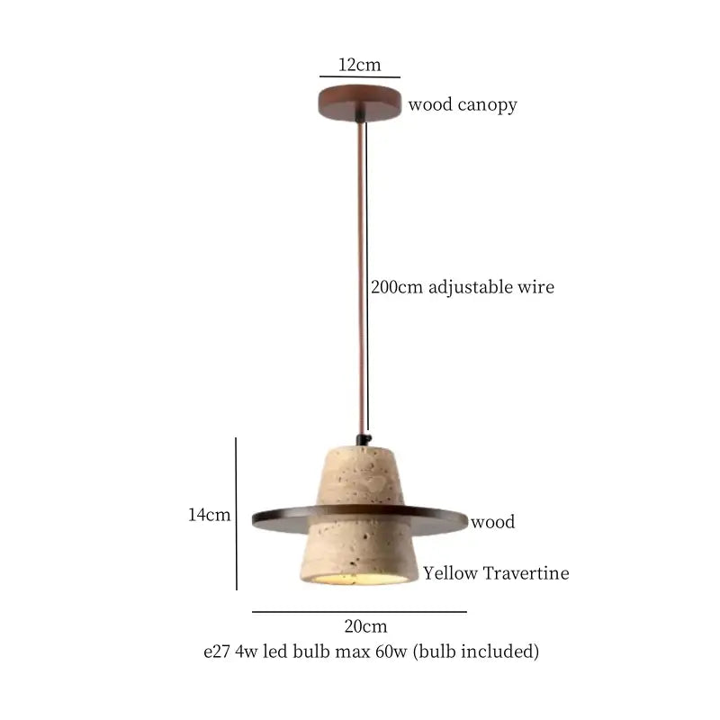 Yellow Travertine Pendant Light Vintage Style