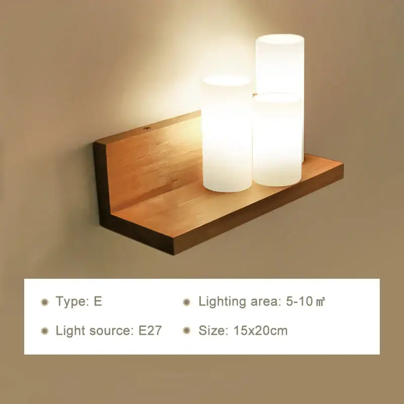 Wooden Frosted Wall Lamp