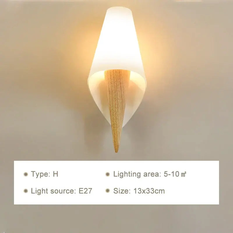 Wooden Frosted Wall Lamp