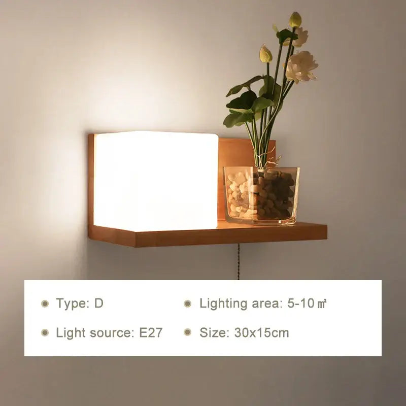 Wooden Frosted Wall Lamp