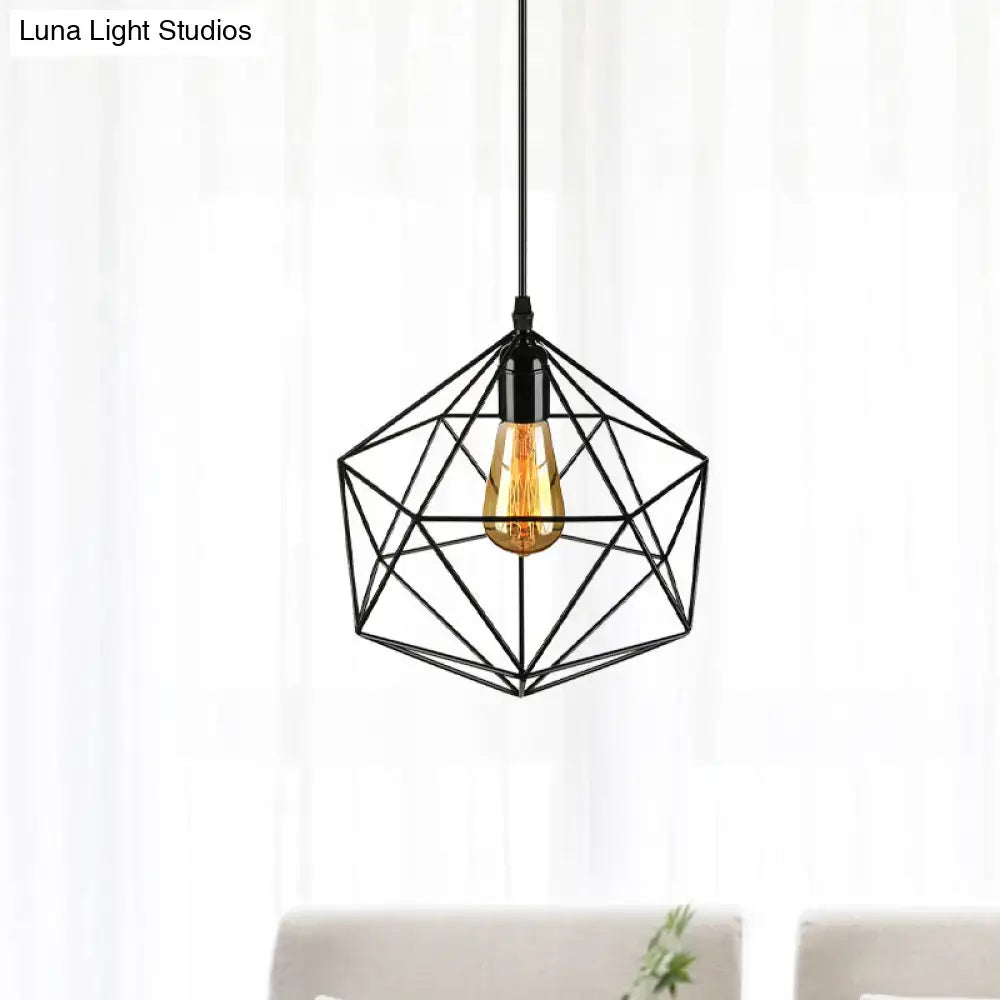 Black Geometric Metal Pendant