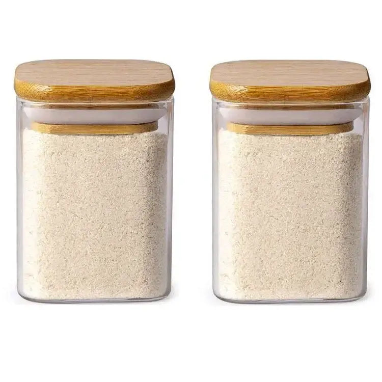 Glass Bamboo Lid Jar