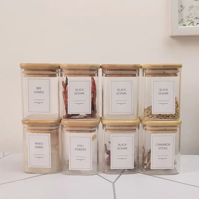 Glass Bamboo Lid Jar