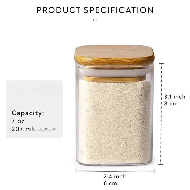 Glass Bamboo Lid Jar