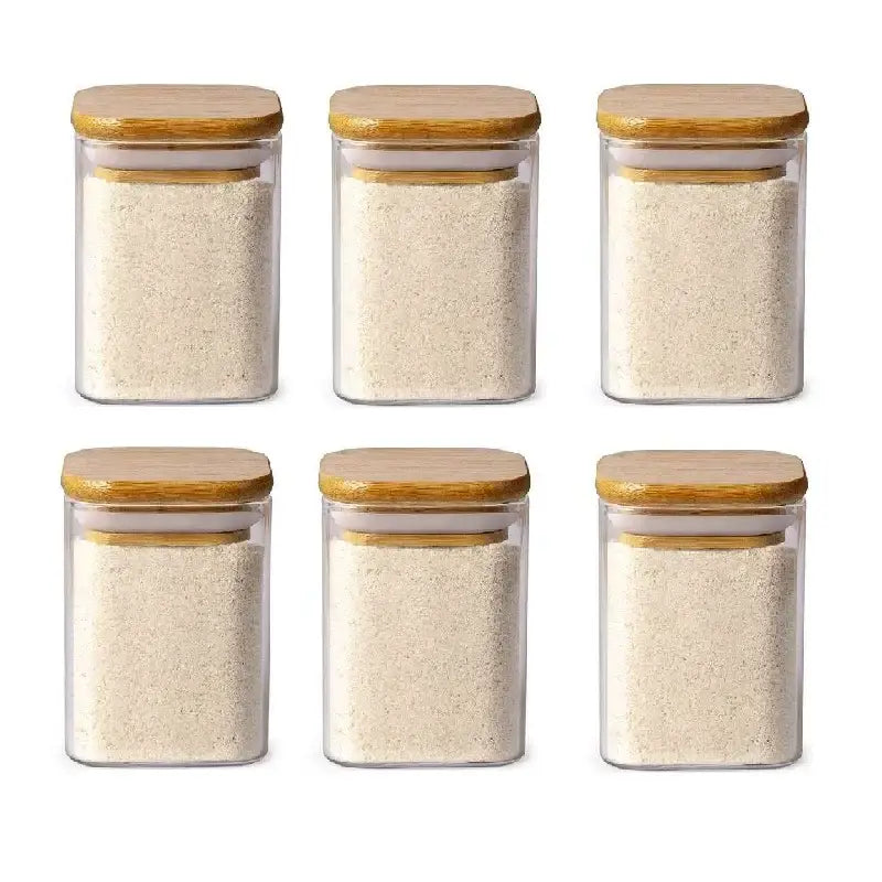 Glass Bamboo Lid Jar