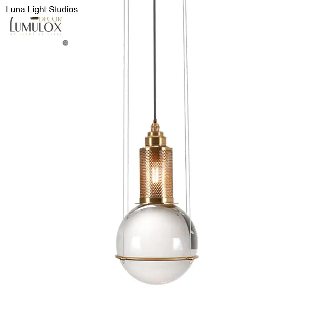Brass Crystal Globe Pendant