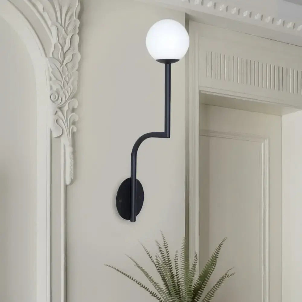 Opal Glass Curved Sconce